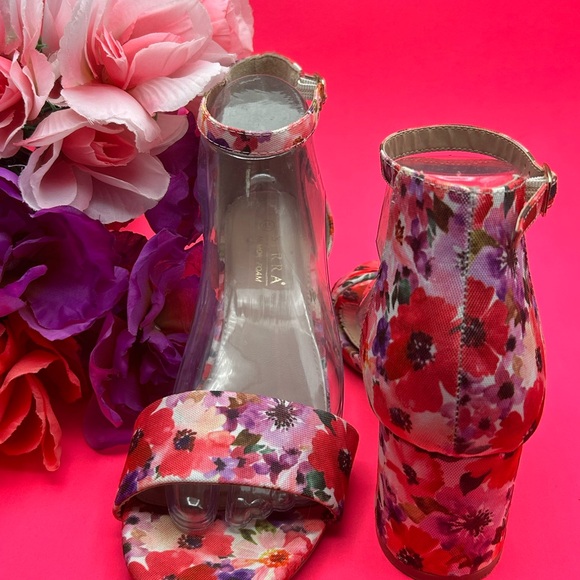 Serra Memory Foam Floral Block Heel Ankle Strap Sandals Size 8 1/2 NWOT - Picture 5 of 10